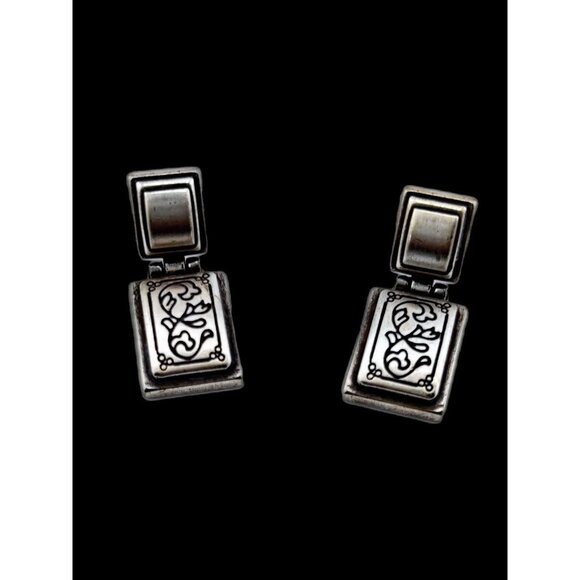 Brighton vintage silver scrolled drop earrings - Picture 1 of 5